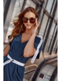 Rochie croita cu curea, bleumarin FI662 - Magazin online - Boutique